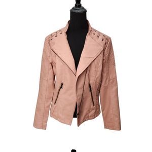 NWOT Spring Autumn Faux Leather Moto Zipper Slim Jacket  Size‎ XL